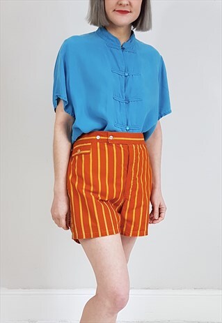 VINTAGE 80'S ORANGE AND YELLOW STRIPED SHORTS