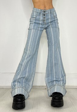 Vintage 90s Jeans Western Pinstripe Bootcut Cowgirl Y2k Boho