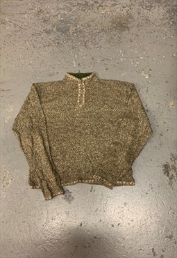 Vintage Woolrich Knitted Jumper 1/4 Zip Patterned Sweater