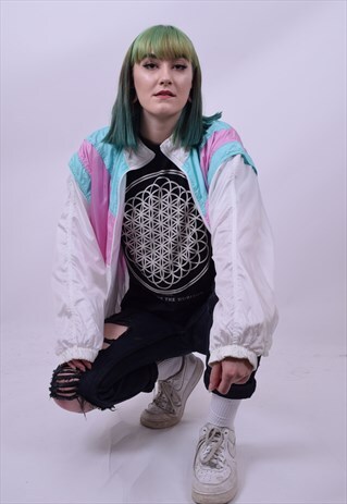 VINTAGE 90'S PASTEL WINDBREAKER SHELL JACKET SIZE MEDIUM