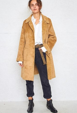 VINTAGE BROWN TAIFUN SHEARLING SUEDE COAT