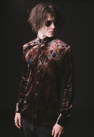 MENS PAISLEY VELVET ROSE SHIRT