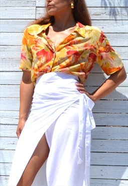 Vintage multi color floral buttoned blouse,shirt