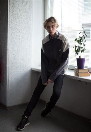 VINTAGE 90'S GREY COLOUR BLOCK VELVET JACKET