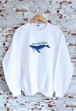 Save The Whale wildlife print White Sweatshirt