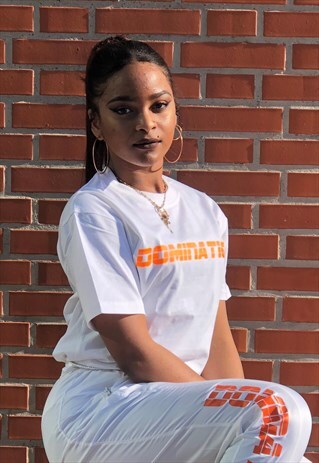 BAAD T-SHIRT WHITE DOMINATION ( ORANGE FLUO )