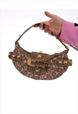 90s 00s Y2k Vintage Gold Leopard Print Guess Underarm Bag