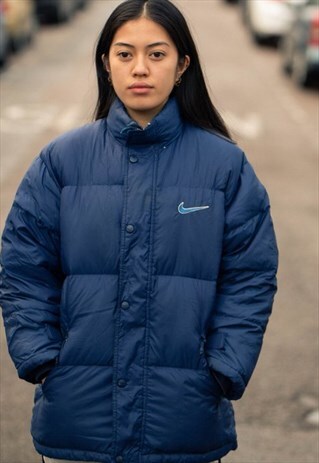 VINTAGE NIKE PUFFER, PADDED JACKET IN NAVY AND BABY BLUE