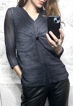 Ombre Grey Shadow Knit Top / Blouse / Sweater - M