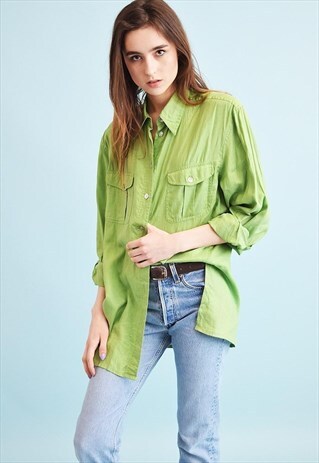 90'S RETRO MINIMALIST LINEN OVERSIZED SHIRT TOP