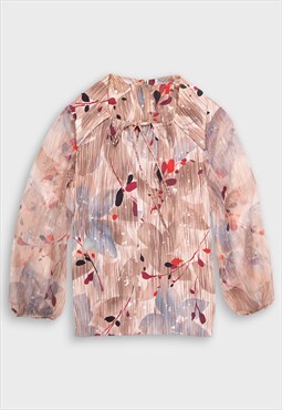Printed blouse with chiffon sleeves