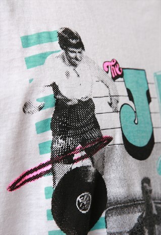 90S VINTAGE OLDSCHOOL JAZZ GRAPHIC COTTON T-SHIRT 16409