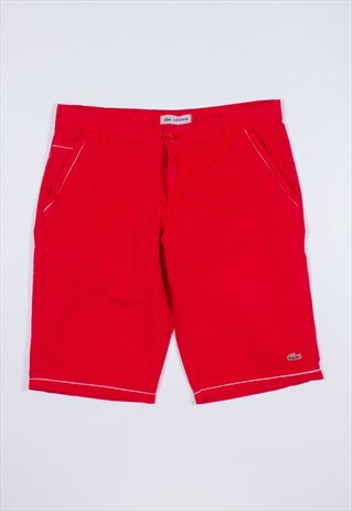 VINTAGE 90S RED COTTON SHORTS 36" LACOSTE