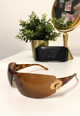 Bvlgari 6008 Sunglasses Rimless Oversized Visor Sunglasses
