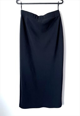 90s Minimal Stretchy Elegant Classy Black Pencil Slot Skirt 