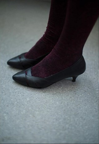 VINTAGE 90'S BLACK LEATHER MID-HEELED SHOES