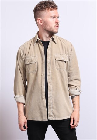VINTAGE CORDUROY CORD SHIRT BEIGE