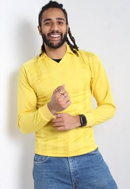 VIntage 80's Football Shirt Jersey Yellow
