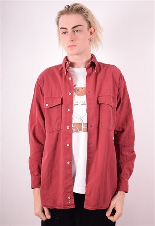 NORTH SAILS MENS VINTAGE DENIM SHIRT SMALL RED 90S