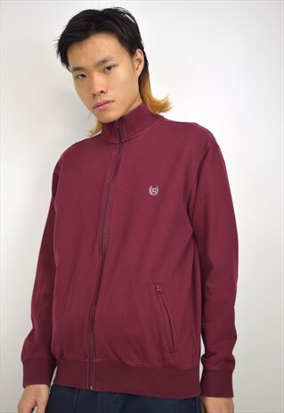 VINTAGE 90S CHAPS RALPH LAUREN MAROON ZIP HOODIE JACKET