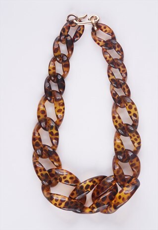 TORTOISE CHUNKY CHAIN LINK STATEMENT NECKLACE