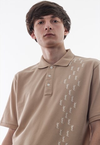 VINTAGE YVES SAINT LAURENT 90S BROWN SHORT SLEEVE