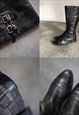 VINTAGE Y2K 00S REAL LEATHER BLACK BOOTS WITH BUCKLES