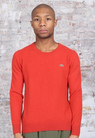 VINTAGE LACOSTE CHEST LOGO KNIT JUMPER RED