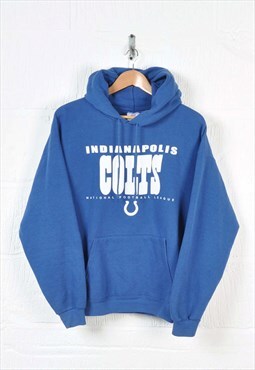 Vintage NFL Indianapolis Colts Hoodie Sweatshirt Blue Medium