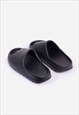 BLACK RUBBER RIBBED SOLE SLIDERS