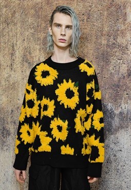 Daisy sweater knitted sunflower top floral fleece jumper