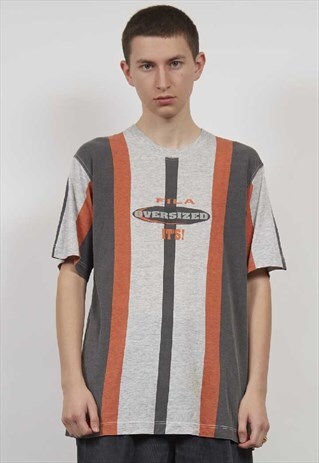 VINTAGE 80'S FILA VERTICAL STRIPE OVERSIZED T-SHIRT