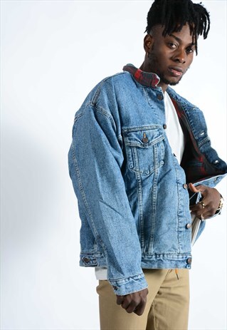 VINTAGE LEVI'S WINTER DENIM JACKET WITH CHECKED LINING