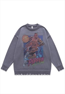 Scottie Pippen sweater knitted distressed basketball jumper