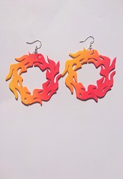 XL Flame Hoops - Handmade Polymer Clay Earrings