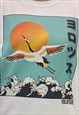 YOLOTUS SUNRISE STORK GRAPHIC SWEATSHIRT IN WHITE