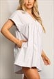 OVERSIZED COTTON PLAYSUIT WITH DRESS OVERLAY IN GREY