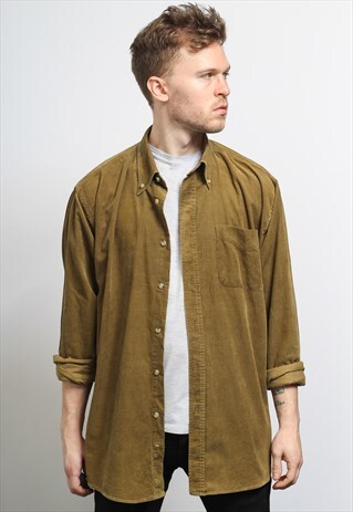 VINTAGE CORDUROY CORD SHIRT BROWN