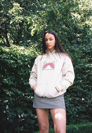SAND HOODIE WITH JAPANESE GARDEN ILLUSTRATION