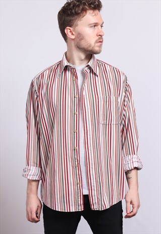 VINTAGE CORDUROY CORD STRIPED SHIRT