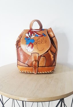 Vintage Brown Leather Looney Tunes Lola Backpack
