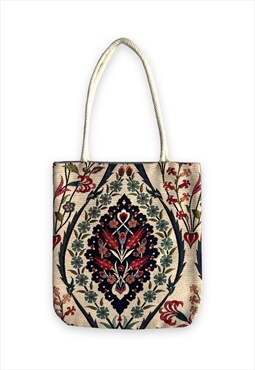 Handcrafted Floral tapestry Tote bag