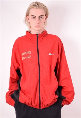 REEBOK MENS VINTAGE TRACKSUIT TOP JACKET XL RED 90S