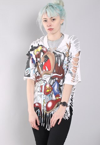 VINTAGE TASMANIAN DEVIL CUT UP T-SHIRT TOP