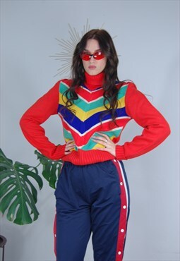 Vintage y2k knitted turtleneck Christmas funky jumper red