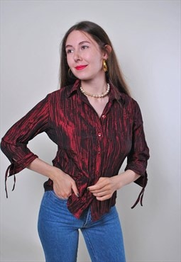 Vintage red lace ruffled evening blouse 