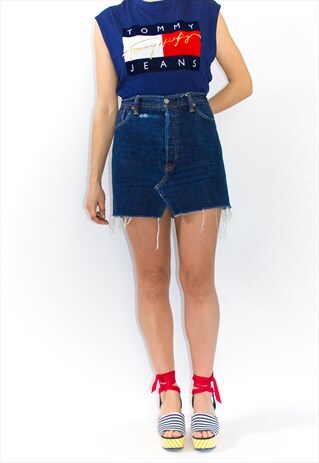 VINTAGE 501 LEVIS REWORKED DENIM MINI SKIRT