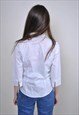 NOTE EMBROIDERY WHITE SHORT SLEEVE SUMMER BLOUSE, SIZE M