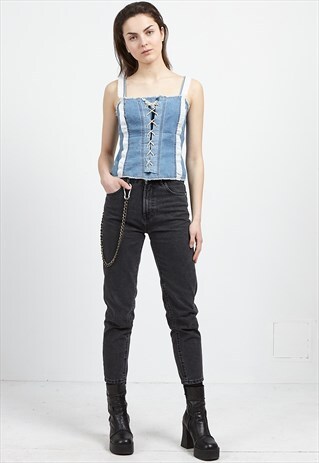VINTAGE BLUE DENIM SLEEVELESS TANK TOP