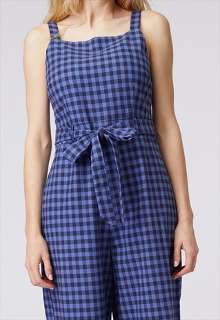 PRINCESS HIGHWAY BLUE CHECK JUMPSUIT